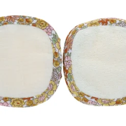 Lot de 6 lingettes lavables en éponge fleuries rose et jaune