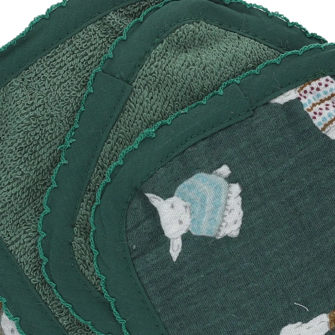 Lot de 4 lingettes lavables en éponge vert - Doux comme un agneau