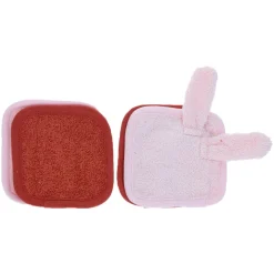 Lot de 4 lingettes lavables en éponge lapin rose