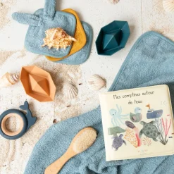 Lot de 4 lingettes lavables en éponge lapin bleu miel