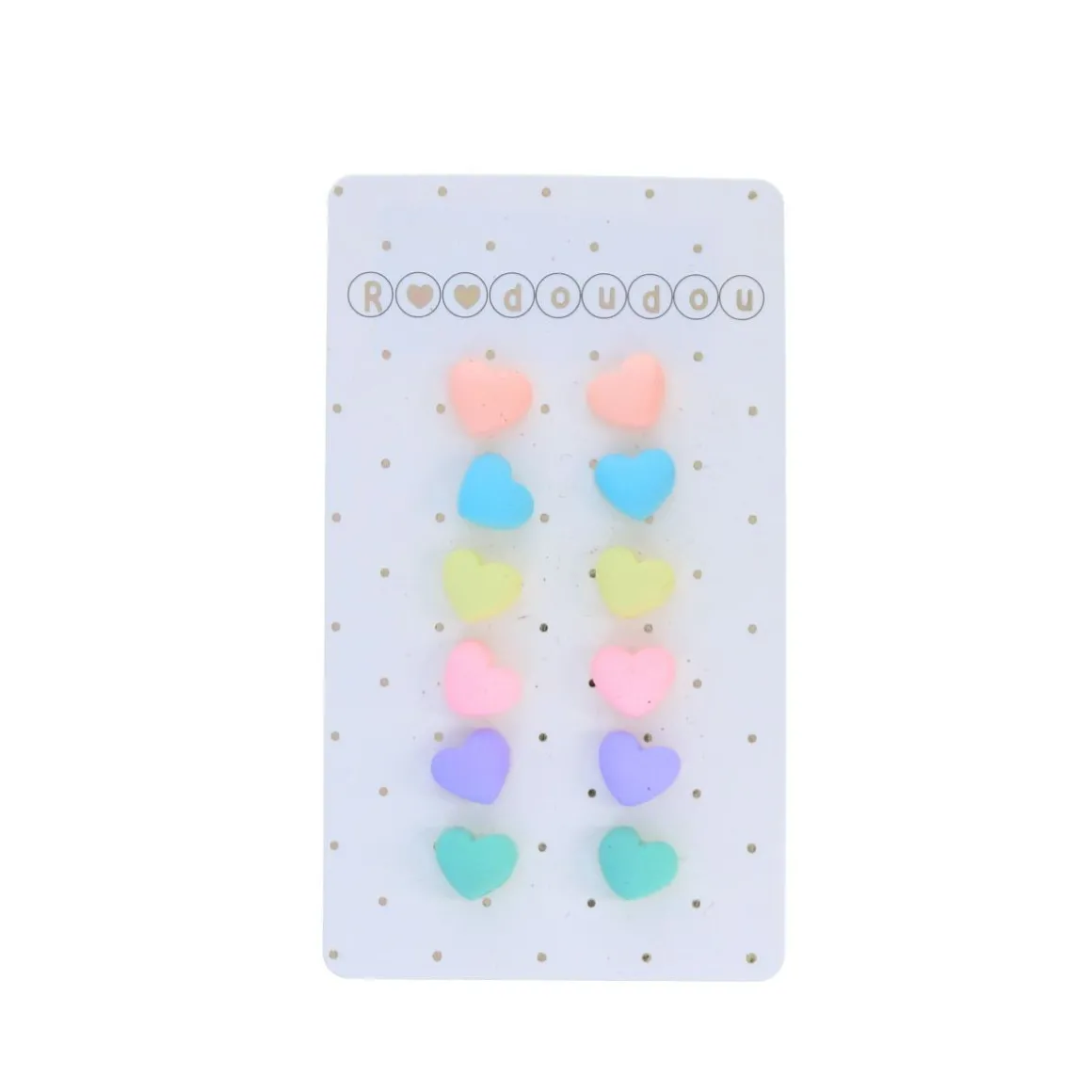Lot de 6 paires de boucles d'oreilles cœurs multicolores