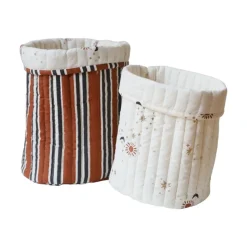 Lot de 2 paniers de rangement marron et écru - Curiosité du ciel