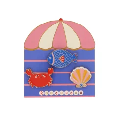 Lot de 3 pin's coquillage crabe et poisson - Trouville
