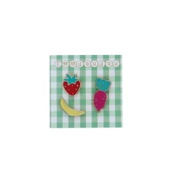Lot de 3 pin's fraise radis et banane