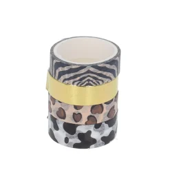 Lot de 4 rouleaux de ruban adhésif léopard zèbre