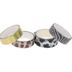 Lot de 4 rouleaux de ruban adhésif léopard zèbre