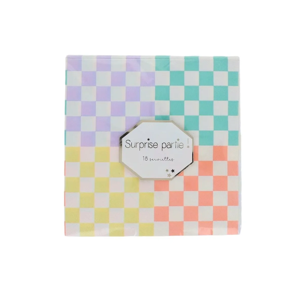 Lot de 18 serviettes damiers Dinosaures