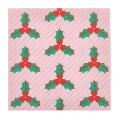 Lot de 20 serviettes en papier motifs houx