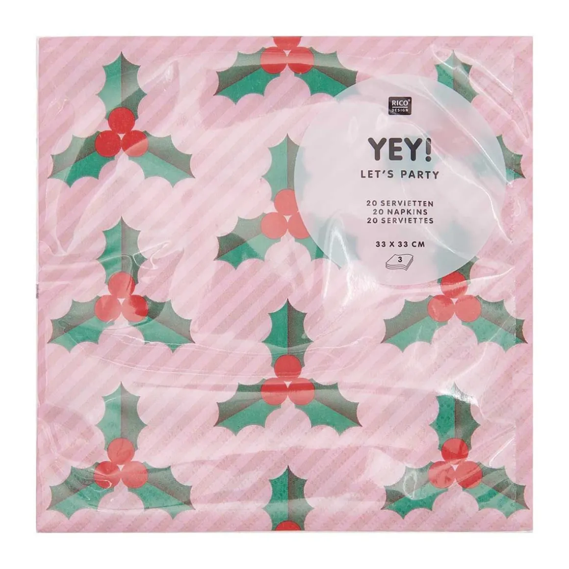 Lot de 20 serviettes en papier motifs houx