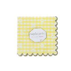 Lot de 18 serviettes pâquerettes vichy jaune