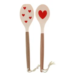 Lot de couverts à salade cœur rouge silicone