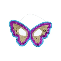 Masque papillon bleu rose doré
