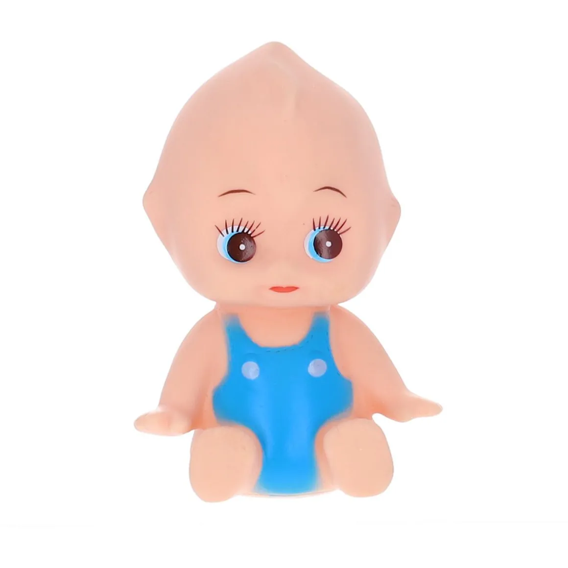 Mini poupée bébé vintage en combinaison bleue