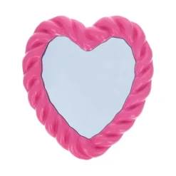 Miroir cœur torsade rose