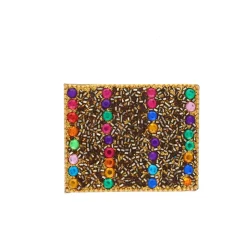 Miroir de poche à perles doré