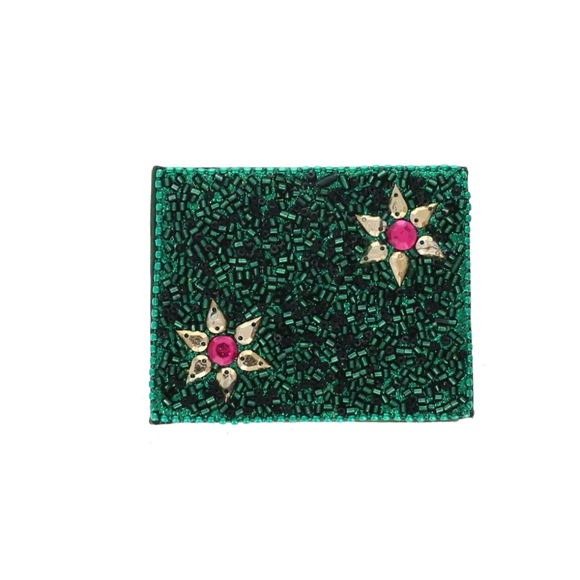 Miroir de poche à perles vertes