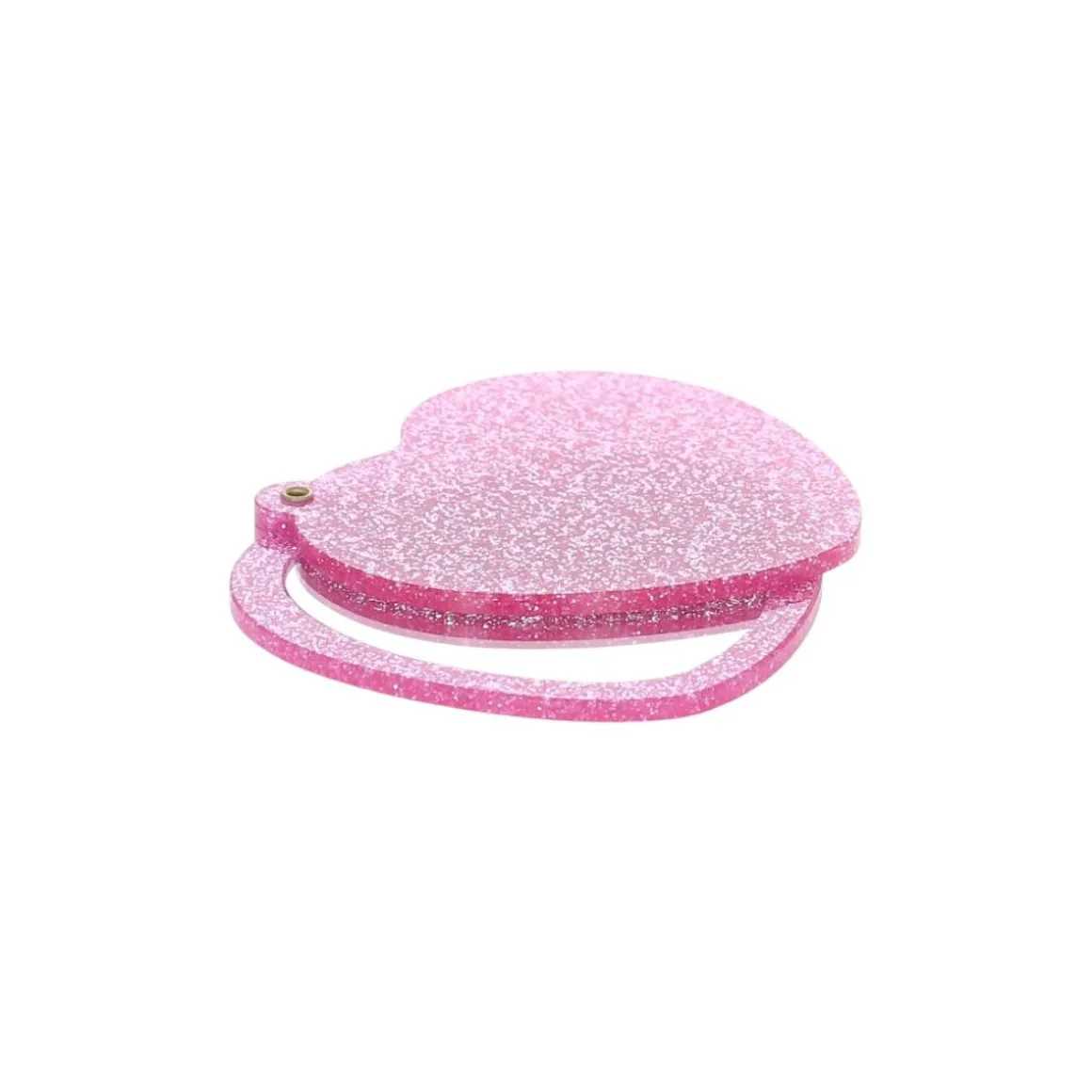 Miroir de poche cœur rose à paillettes