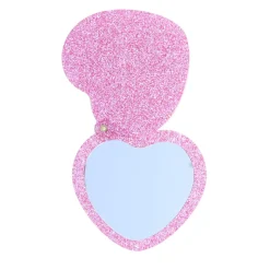 Miroir de poche cœur rose à paillettes