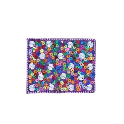 Miroir de poche violet à sequins multicolores