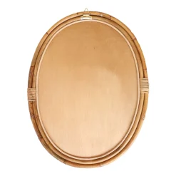 Miroir en rotin tressé