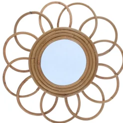 Miroir marguerite rotin