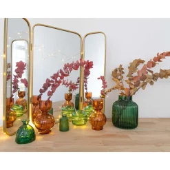 Miroir triptyque rectangulaire doré
