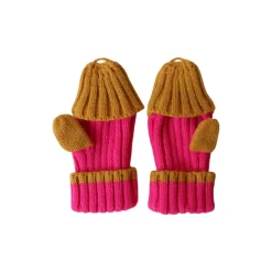 Mitaines enfant rose et moutarde - La vie en rose