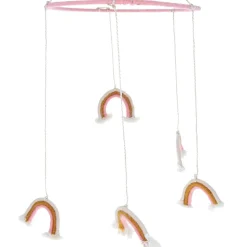 Mobile bébé arc-en-ciel rose et jaune
