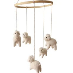 Mobile bébé moutons écru