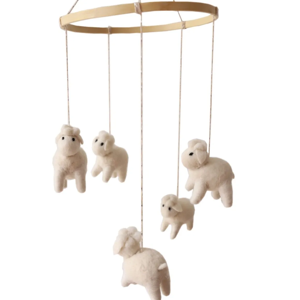 Mobile bébé moutons écru