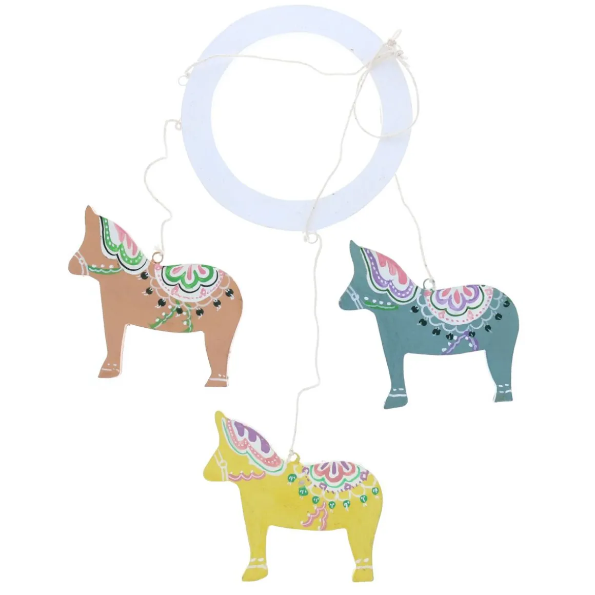 Mobile bébé suspension chevaux en bois