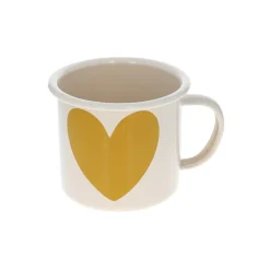 Mug émaillé cœur moutarde