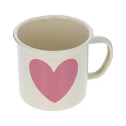 Mug émaillé cœur rose