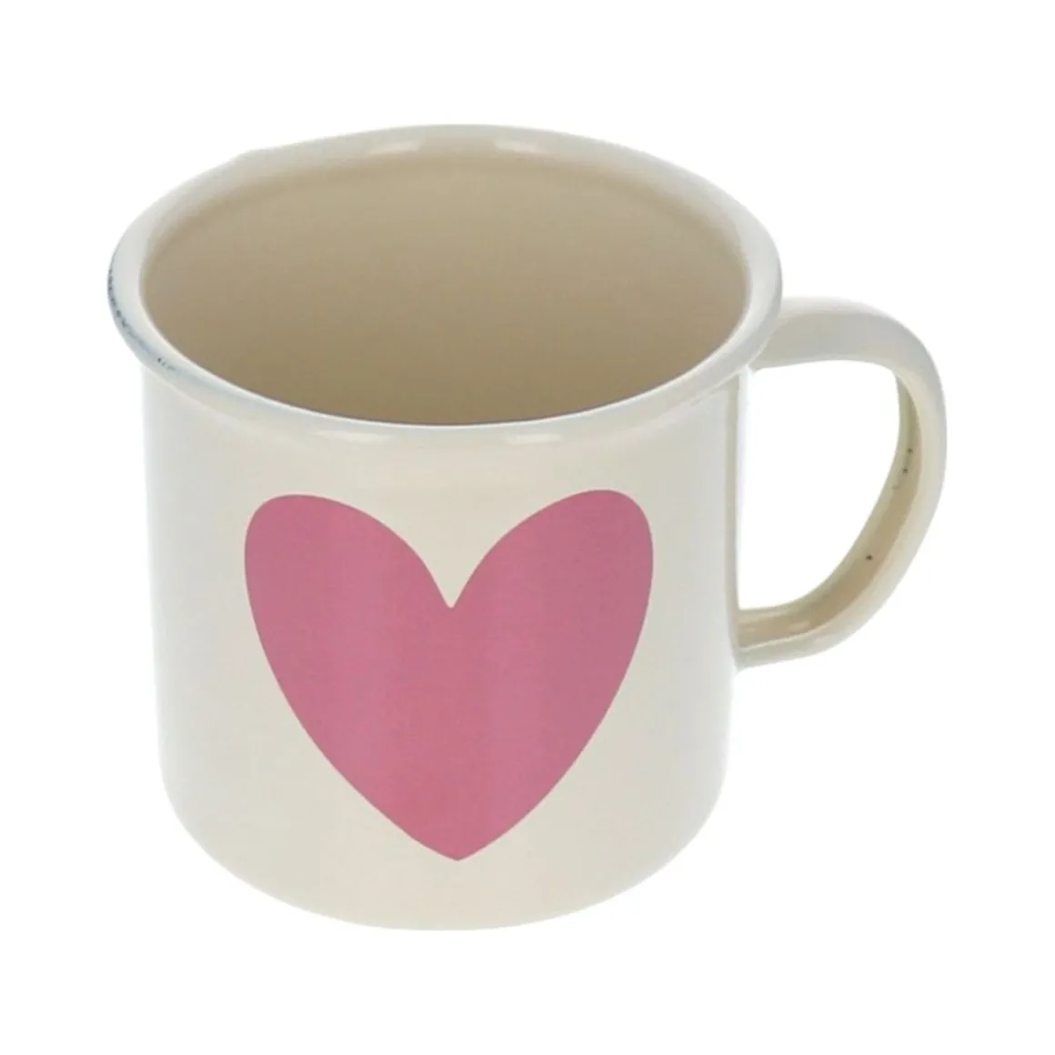 Mug émaillé cœur rose