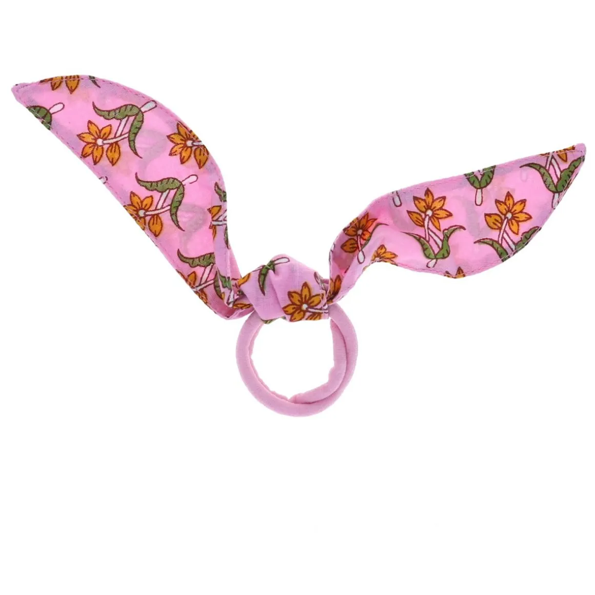 Nœud élastique cheveux lilas Block print - Delhi d'antan