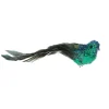 Oiseau à clipser plumes vertes paillettes