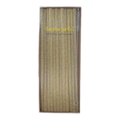 Pailles à paillettes dorées réutilisables + brosse