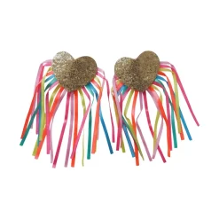 Paire d'épaulettes à clipser cœur à franges multicolores