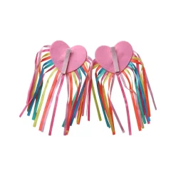 Paire d'épaulettes à clipser cœur à franges multicolores