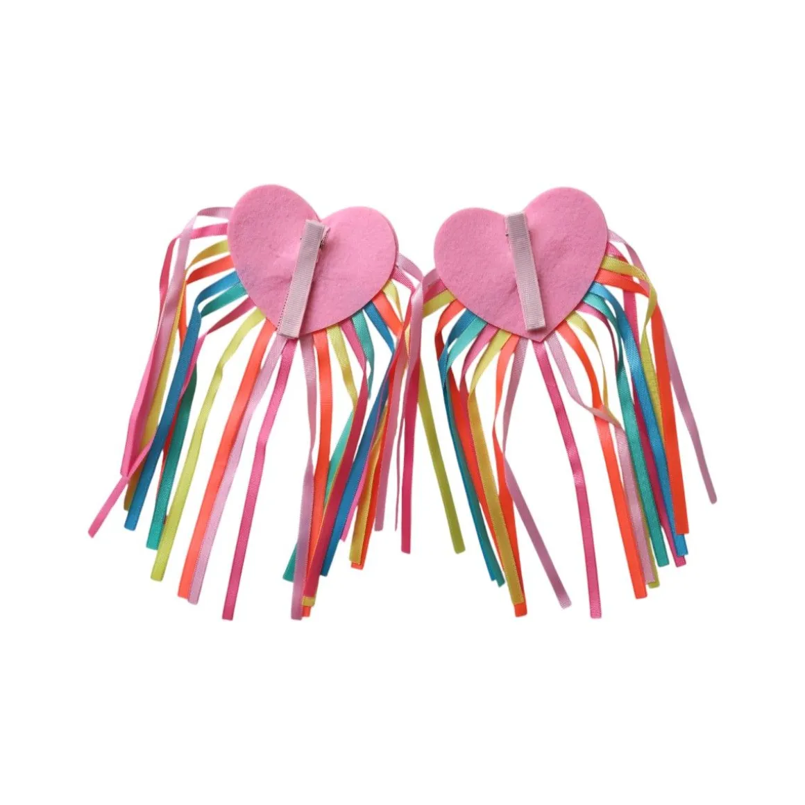Paire d'épaulettes à clipser cœur à franges multicolores