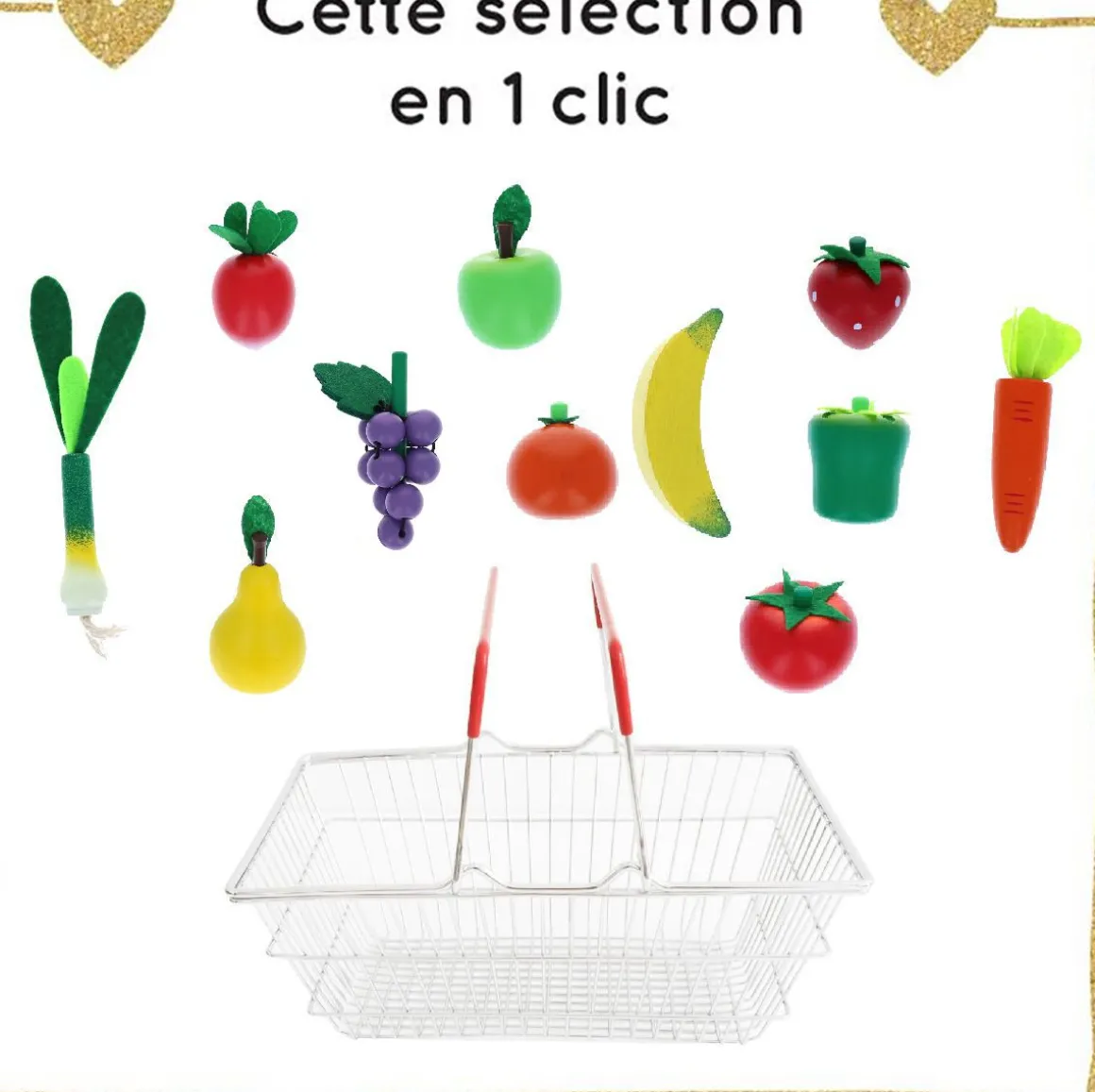 Panier de fruits et légumes en bois