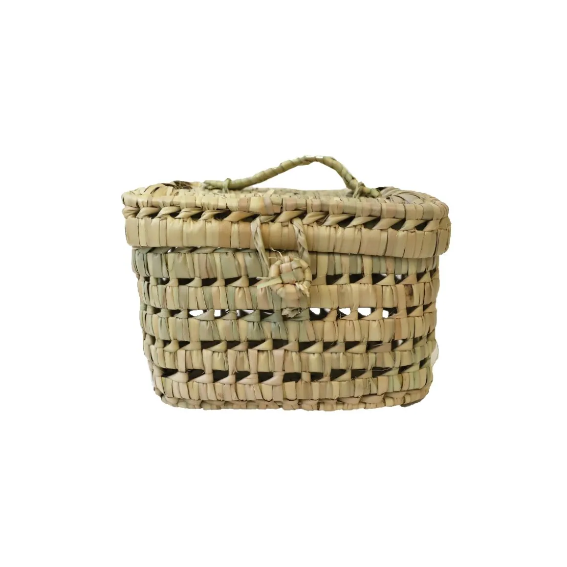 Panier vanity en paille tressée