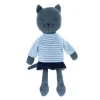 Peluche chat en tissu marinière