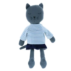 Peluche chat en tissu marinière