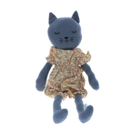 Peluche chat en tissu Minette robe à fleurs
