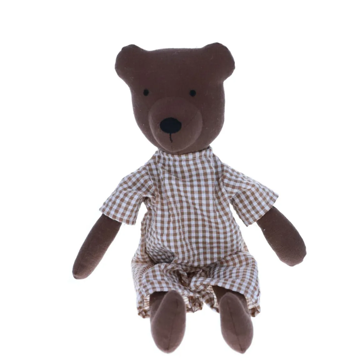 Peluche ours Marceau en combinaison vichy