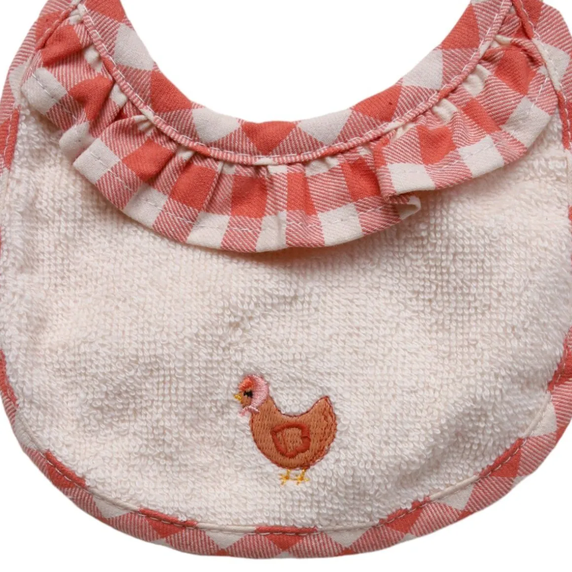 Petit bavoir rond vichy - La petite poule rousse