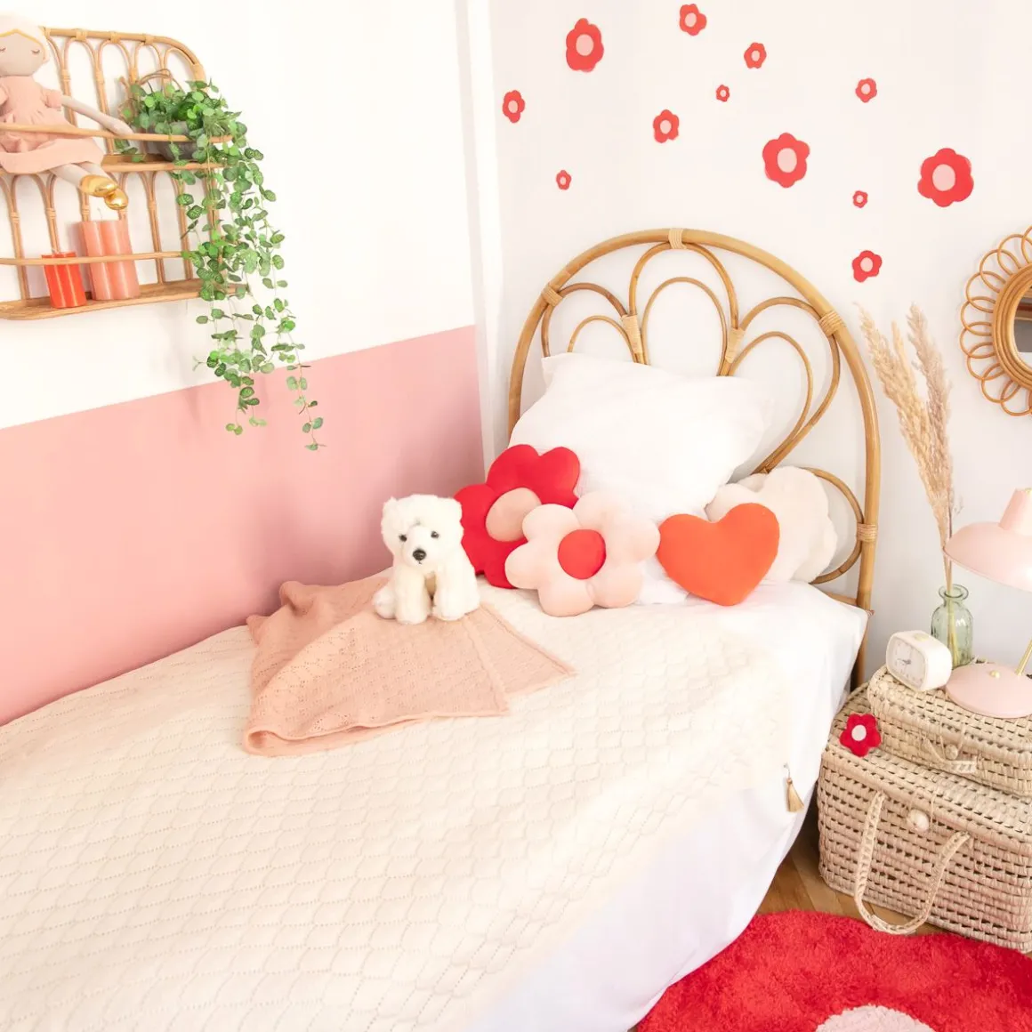 Petit coussin cœur rouge orangé