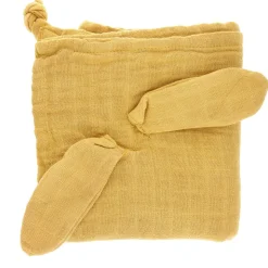 Petit lange lapin moutarde 70x70