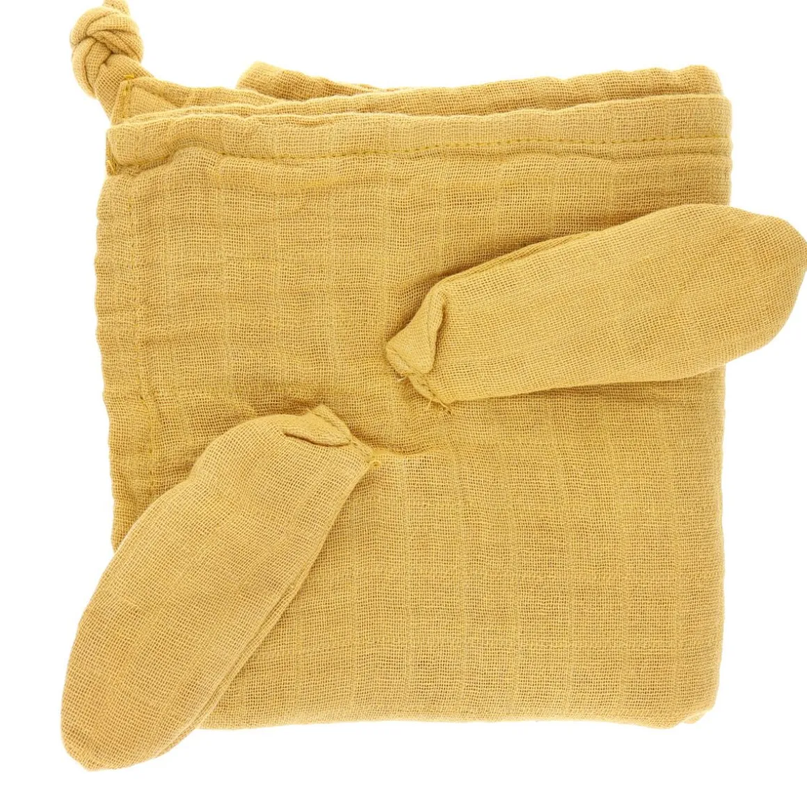 Petit lange lapin moutarde 70x70